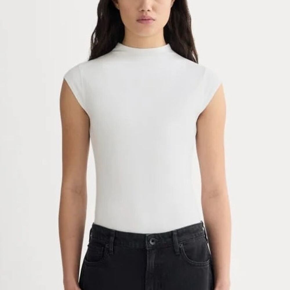 Everlane The Form Funnel Neck Bodysuit White Size XXS NWT